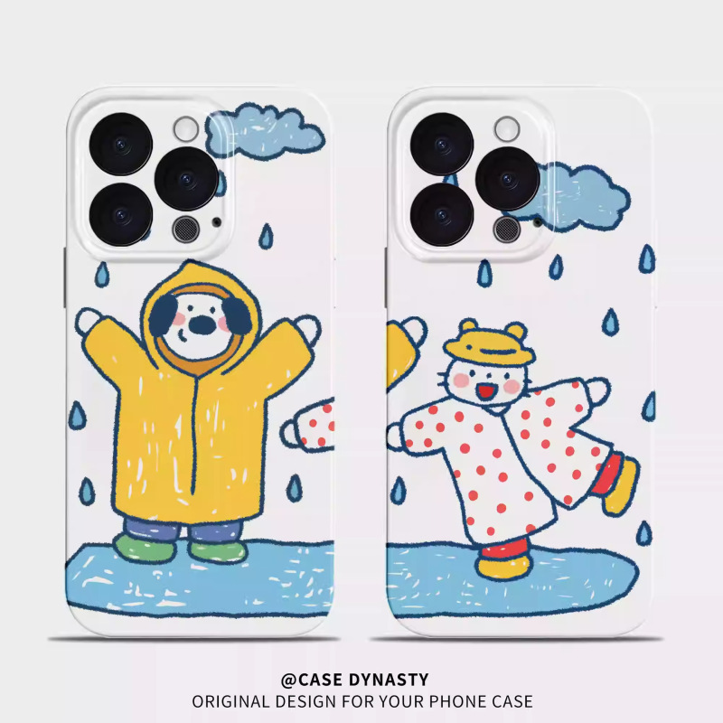 Raincoat Couple Style Fresh and Cute Phone Case for Apple 17Promax, iPhone 16, Niche 15, High Aesthetic Value 13