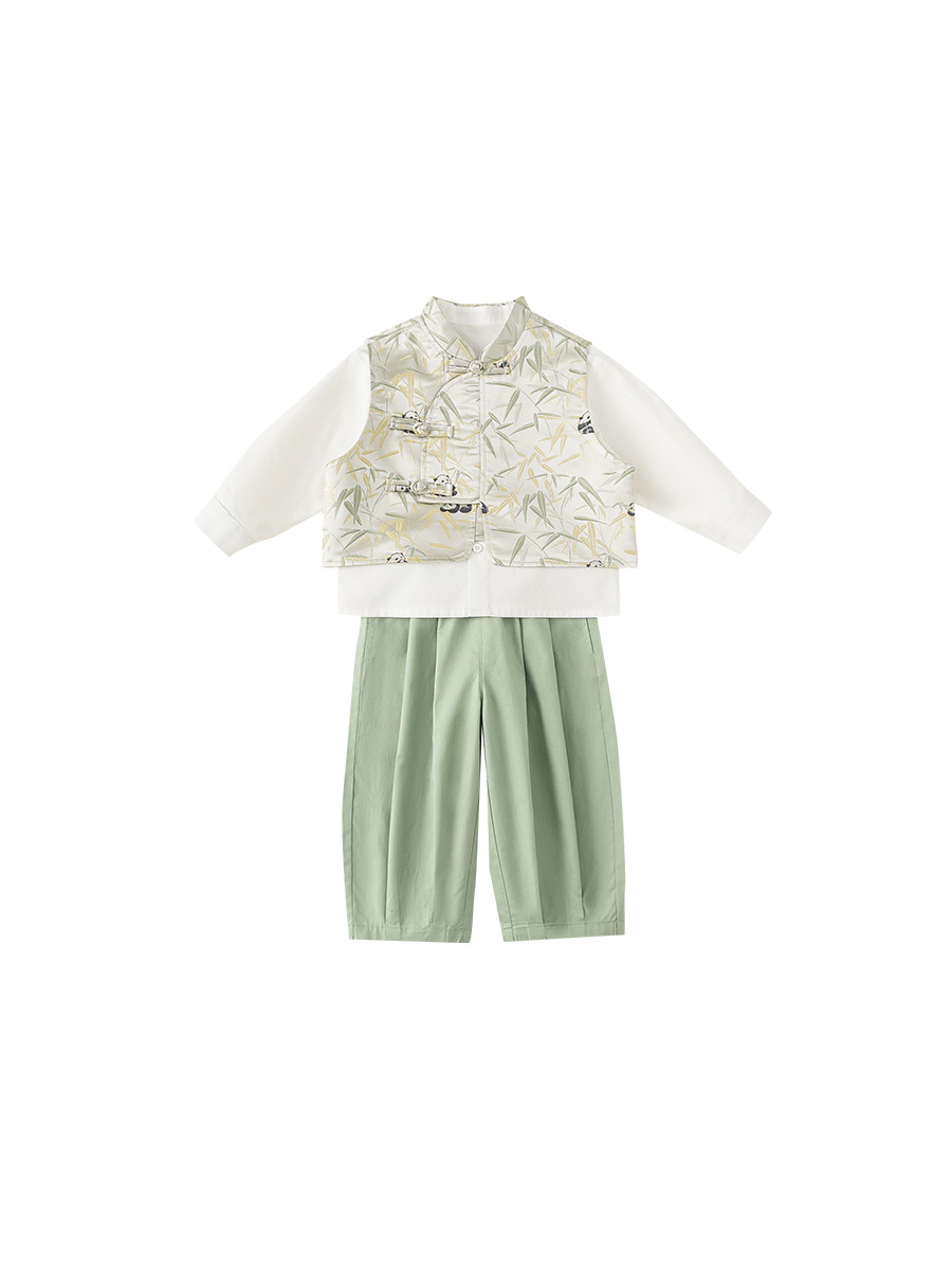 Youbao ropa para niños traje Hanfu para niños 2025 nuevo traje Tang de primavera y otoño para niños estilo nacional nuevo chaleco chino traje de tres piezas