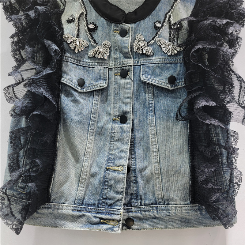 Sense of Design Heavy Industry Diamond Encaje Chaleco de costura Chaleco Mujer 2025 Verano Nuevo estilo Chaqueta suelta sin mangas image 4