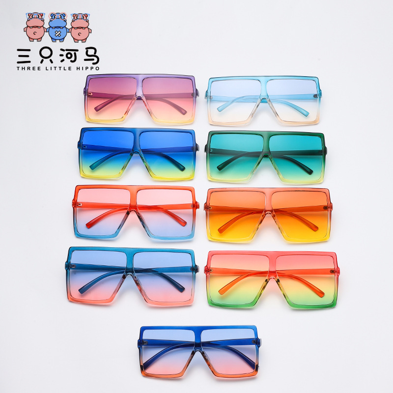 Spot the same day hair square sunglasses flat top personality Fashion Square large frame sunglasses mother and daughter 2740 sunglasses