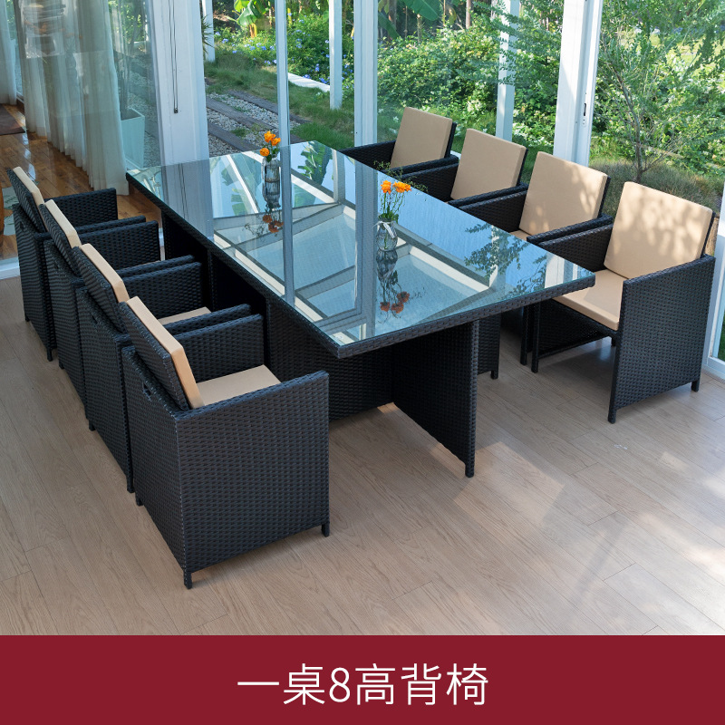 Al Aire Libre mesa y silla patio ocio ratán mesa y silla combinación terraza jardín al aire libre Mesa de té Muebles silla impermeable Protección solar