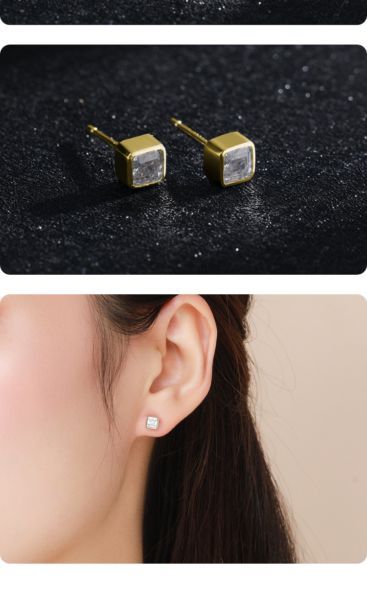 4g Weight 0.03µm Gold Plating Thickness Electroplated Gold Plating Process Rhodium Plated Plating Material Gem, Zircon Inlay Material Zircon Geometric Zircon
