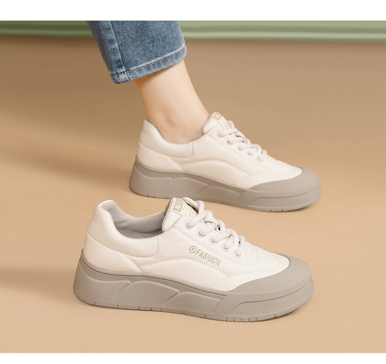 Weiße Damen Freizeitschuhe Mit Plateau Weiche Sohle Sneaker_voghion.com