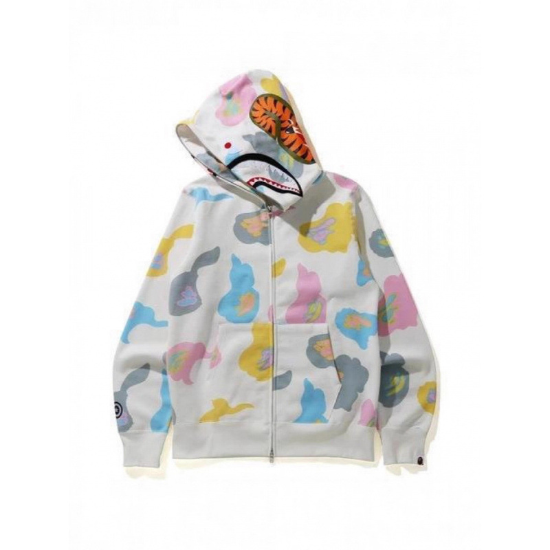 European and American Cross-Border Japanese Trendy Brand Bape Shark Head Sweatshirt for Men 3D Digital Print Sports Zip-Up Hoodie