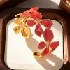 Red enamel four-leaf flower