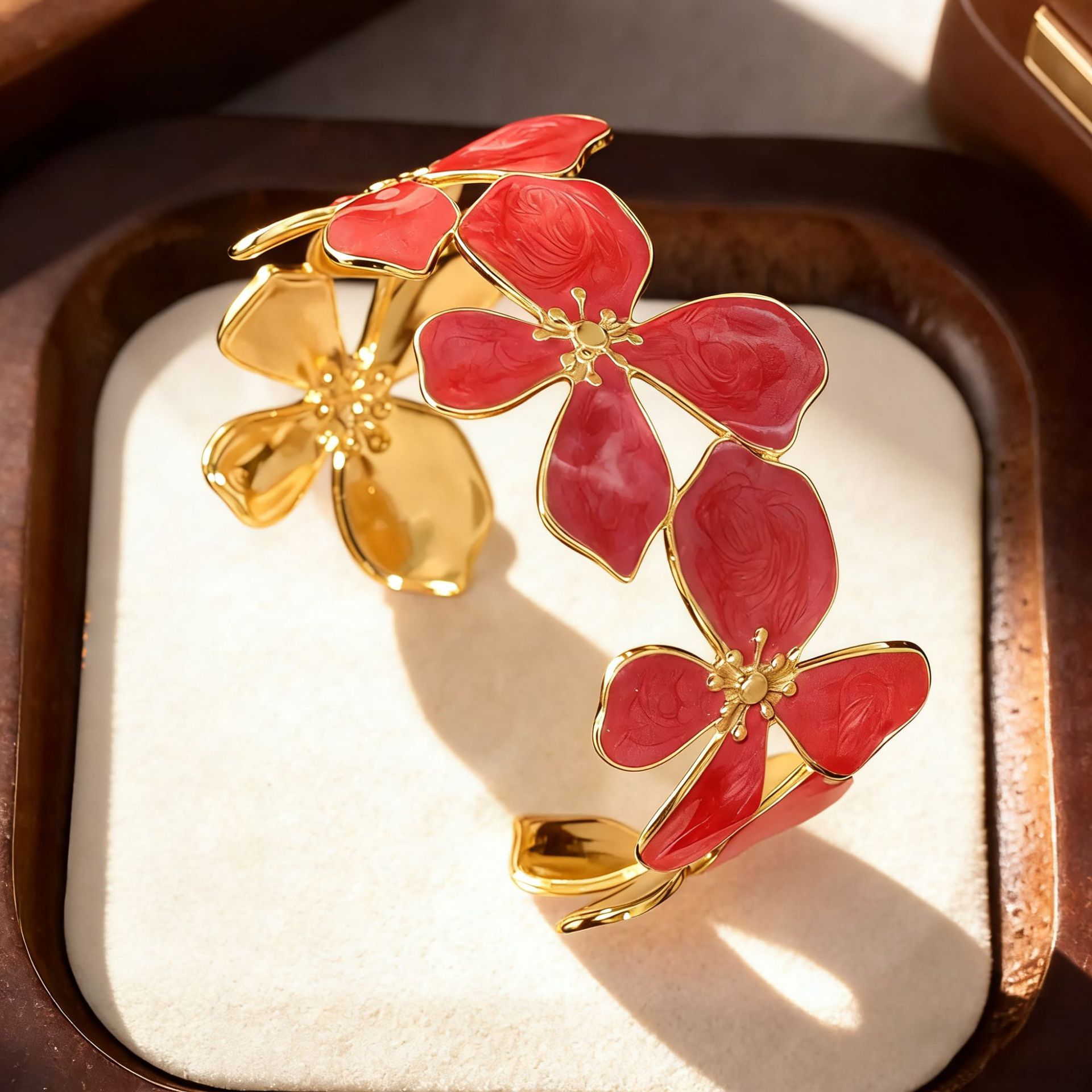 Flor de cuatro hojas de esmalte rojo