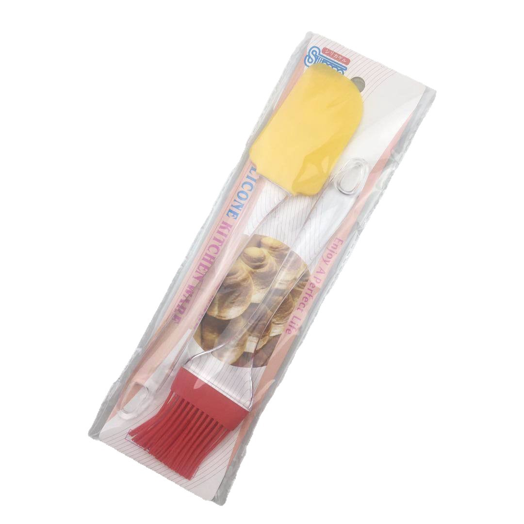 Juego de Espátula y Pincel de Cocina de 2 Piezas de Silicona para Repostería y Barbacoa