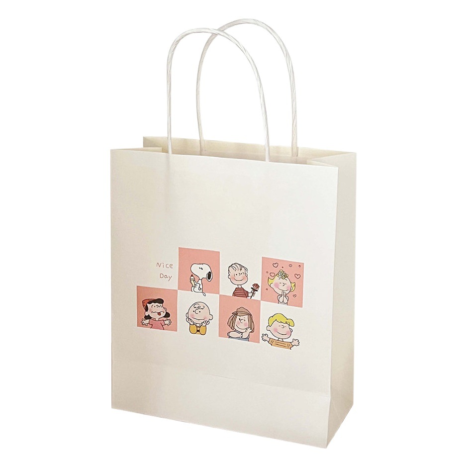 Lindo ins simple de dibujos animados de estilo coreano bolsa de papel blanco bolsa de compras Portátil Bolsa de embalaje bolsa de regalo bolsa de almacenamiento