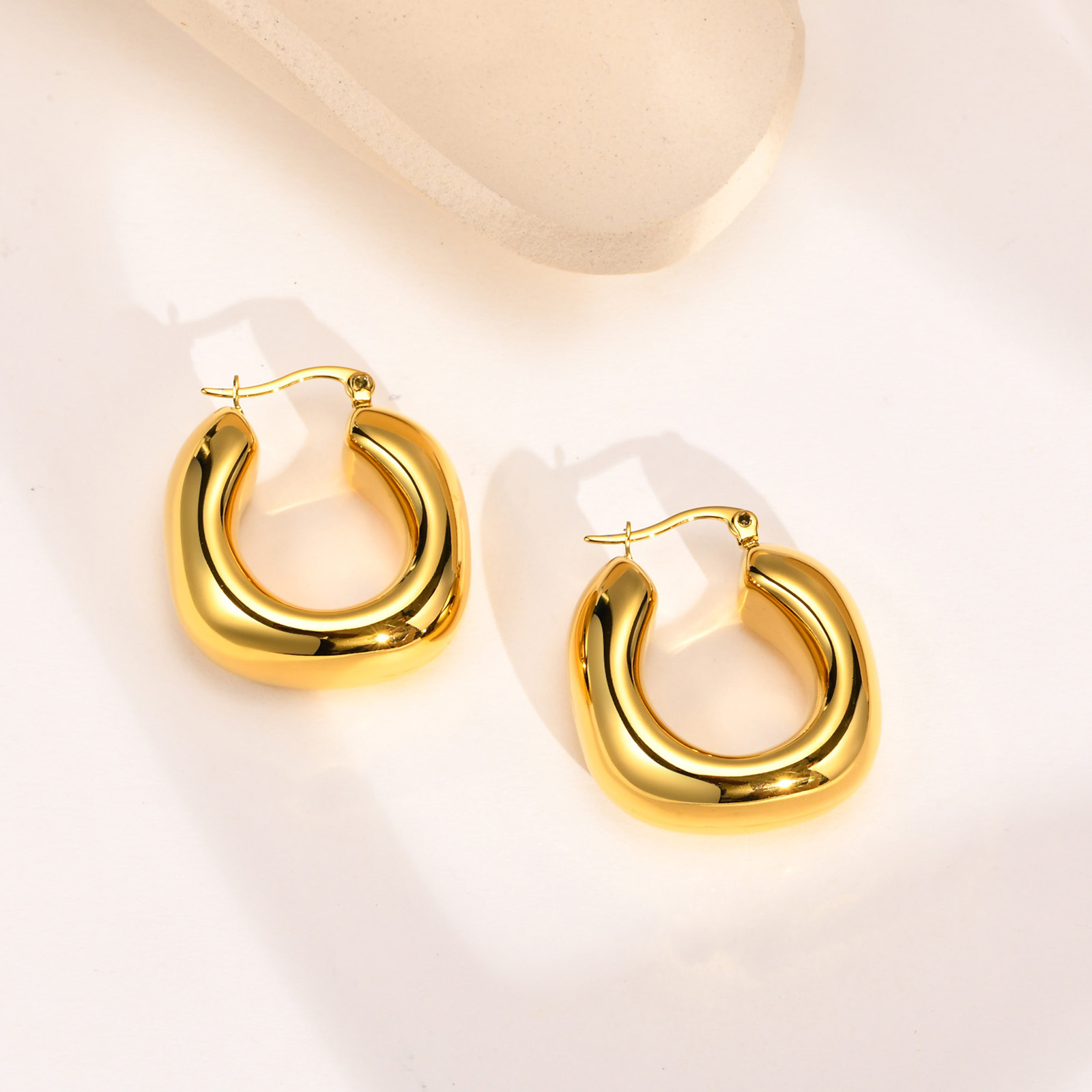 Simple Style Style 1 Pair Simple Style Geometric Plating 201 Stainless Steel Stainless Steel Earrings