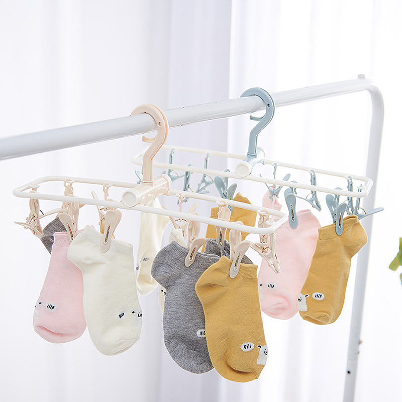 多功能折叠塑料12夹衣架家用阳台防风内衣晾晒夹子