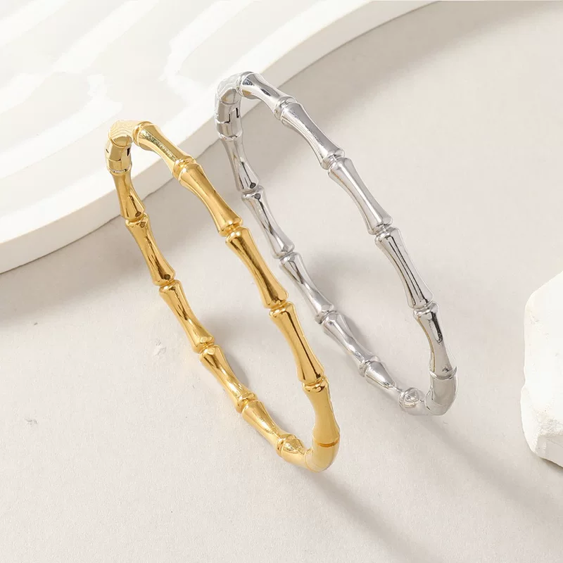 TikTok, fashionable bamboo universal bracelet stainless steel, accessory, high-quality style