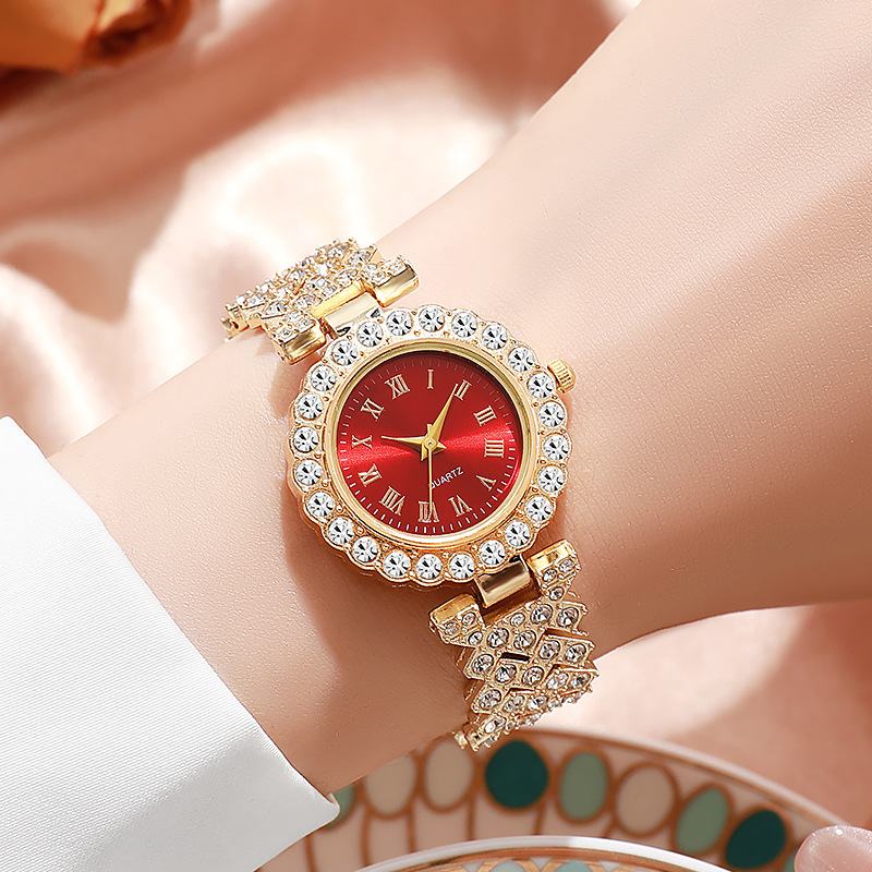 2025 New European and American Cross-Border Popular Women's Watch Rhinestone Inlaid Diamond British Watch High-End Ins Style Quartz Watch