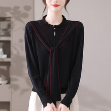 羊毛衫圆领纯色宽松慵懒套头毛衣秋冬韩系时尚风保暖女士打底毛衫