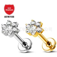 Jiang Titanium F136 кошачий кошачий гвоздь в форме сердца 5A циркон G23 титановый сплав тела пирсинг ювелирные изделия для губ