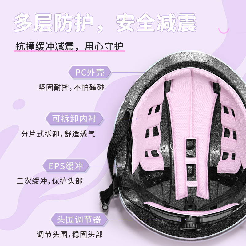 儿童骑行头盔BMX小轮车车轮滑男女卡通独角兽半盔自行车安全头盔|undefined