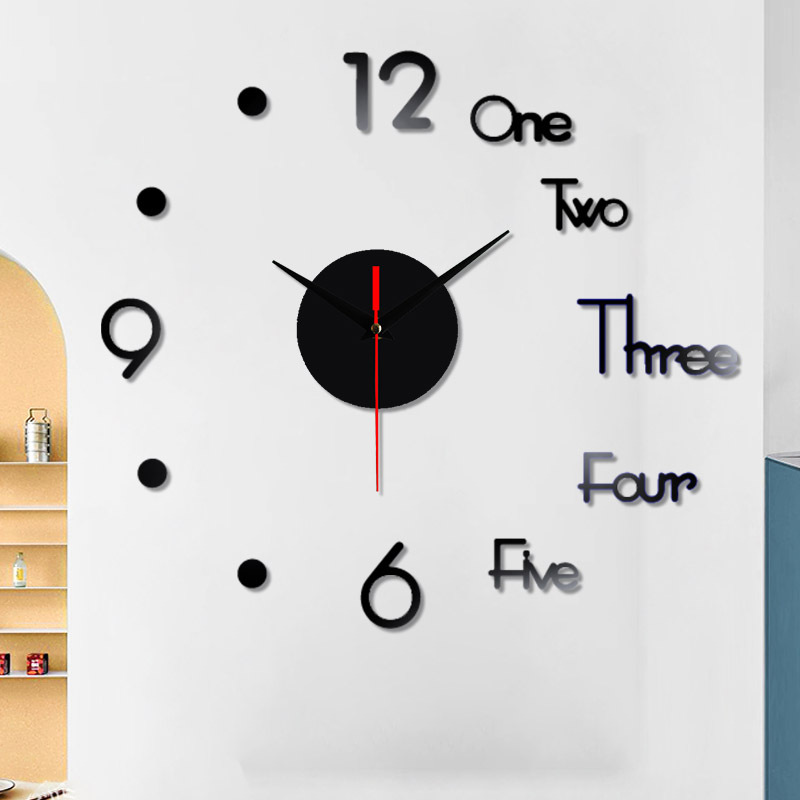 Cruz-frontera creativo acrílico Reloj de pared DIY personalizado moda 3D etiqueta de la pared Reloj de pared hogar caliente mudo reloj decorativo
