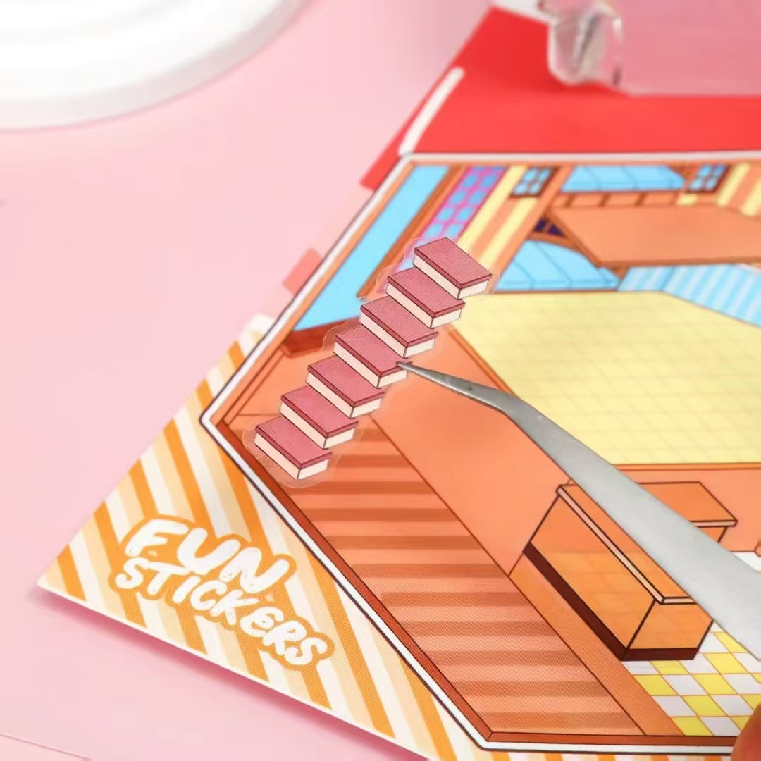 Colección de pegatinas de paisajismo tridimensional 3D de estilo de supermercado Ben Kapibala, libro de pegatinas de escena en miniatura hecho a mano para niños