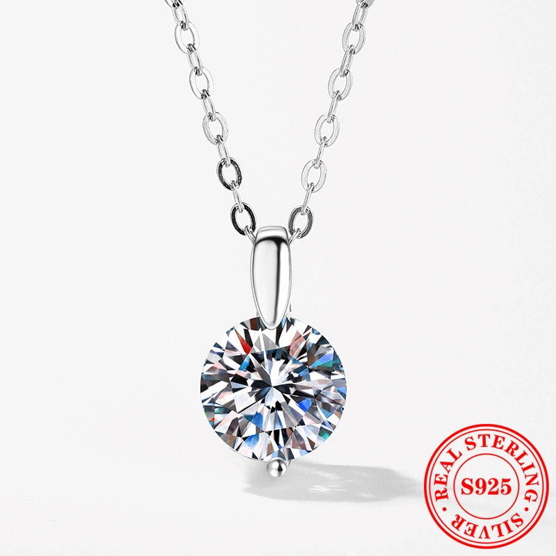 Прямая трансляция, популярное серебряное ожерелье s925, ожерелье с муассанитом, классическое простое ожерелье с муассанитом 1 карат, цвет D, цепочка на ключицу