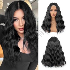 厂家批发外贸欧美跨境新款时尚小蕾丝假发中分水波纹假发头套wig