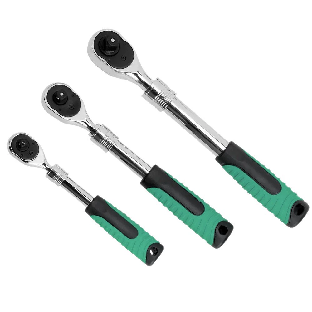 Industrial grade fast retractable 72-tooth ratchet wrench, large fly, medium fly, small fly, extended adjustable socket, labor saving
