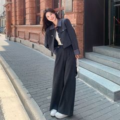 气质高级感时尚运动套装女春秋显瘦小香风短外套阔腿裤休闲两件套