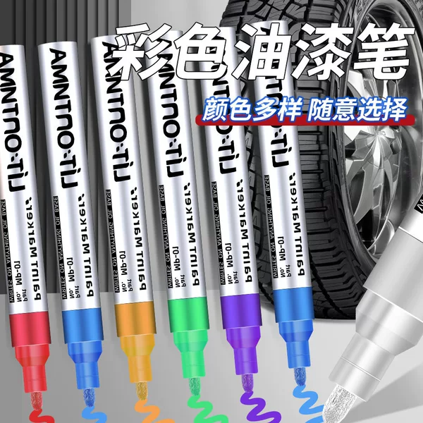 12-Color Paint Marker Set Low-Odor Anti-Scratch Quick-Dry Wheel Hub Touch-Up Model Coloring Woodworking Marker Pen