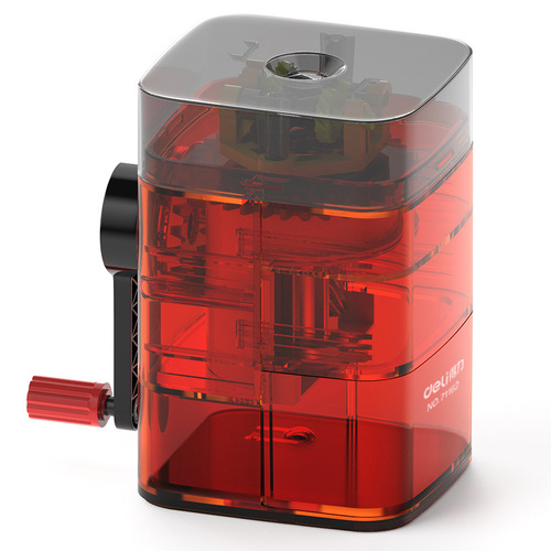 Deli 71162 upper automatic pen feeding pencil sharpener transparent color children's hand pencil sharpener turning pencil sharpener