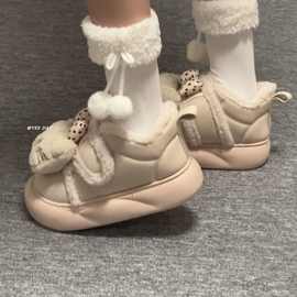 可爱卡通凯蒂猫加绒加厚雪地靴女2026冬季新款甜美蝴蝶结保暖棉鞋