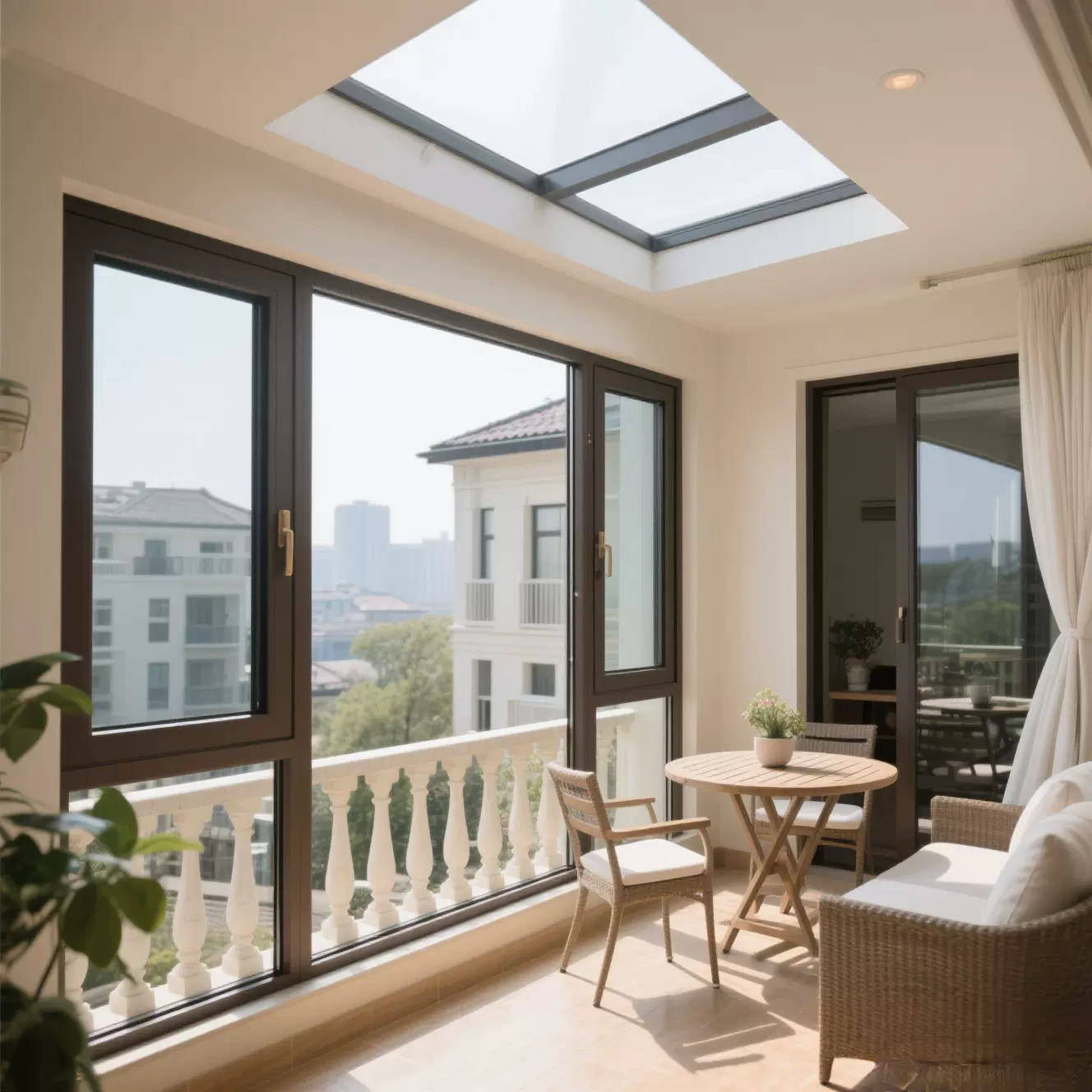 断桥铝平开窗铝合金窗户封阳台隔音隔热系统门窗防尘落地封窗户