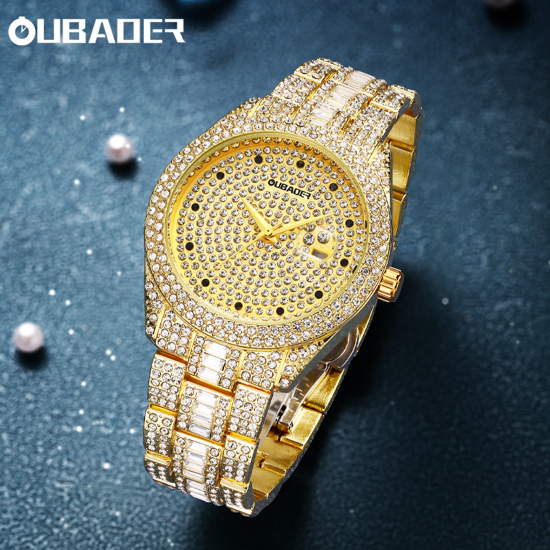 Aliexpress Popular Opal New Men's Watch Fashionable Luxury Baby's Breath Diamond European and American Men's Quartz Watch