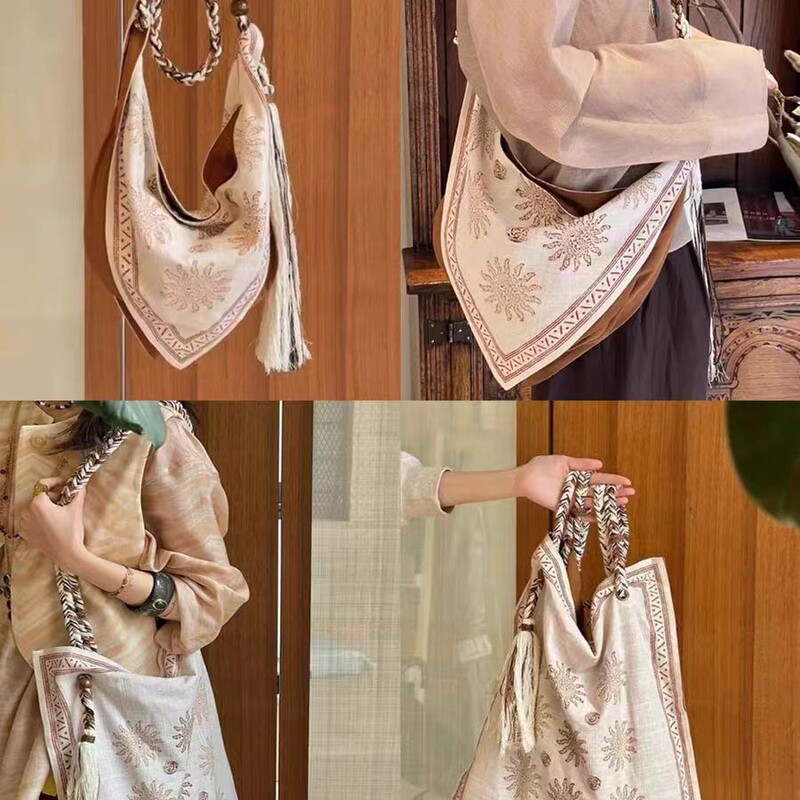 Influencer-Favorite 2025 New Casual Bohemian Style Tassel Burlap Rope Woven Single Shoulder Crossbody Bag for Women Trendy Influencer-Favorite 2025 New Casual Bohemian Style Tassel Burlap Rope Woven Single Shoulder Crossbody Bag for Women Trendy