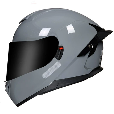 helmet double lens big, Motosiklet kaskı (dəbilqə) - cement-gray-tea-mirror-m