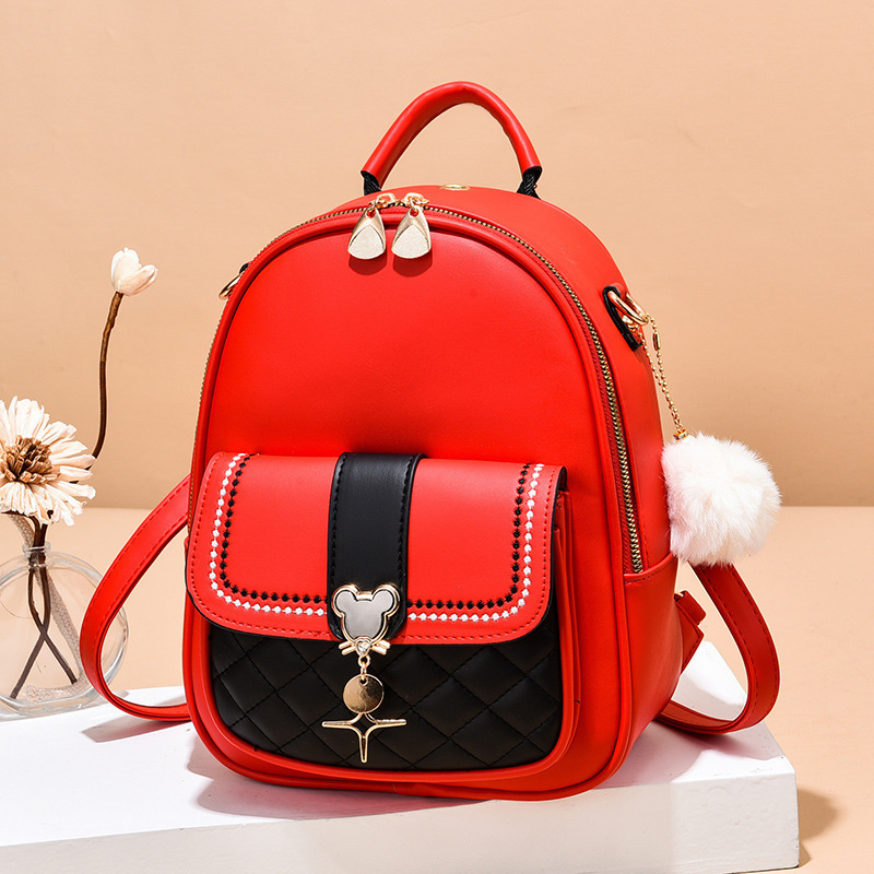 Mochila transfronteriza para mujer 2025 Nueva mochila informal de moda portátil con combinación de colores, mochila de viaje de gran capacidad