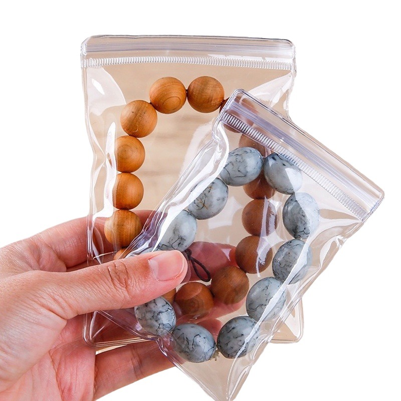 Bolsa ziplock de pvc 24 pulsera de seda bolsa de joyería transparente bolsa de plástico de jade joyería larga bolsa de cremallera de pvc engrosada 48 seda