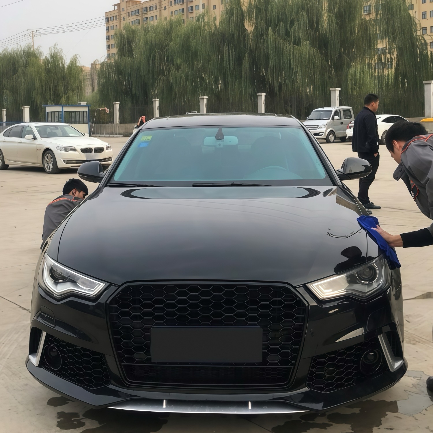 12-15 models suitable for Audi A6L, modified and upgraded with RS6-style front bumper, front grille, and full body kit