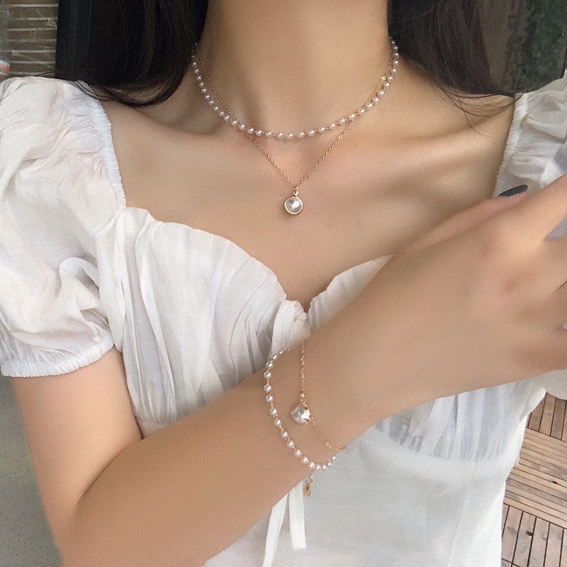 New cross-border versatile niche faux pearl design necklace jewelry for women, collarbone chain, spring/summer/autumn/winter accessories wholesale