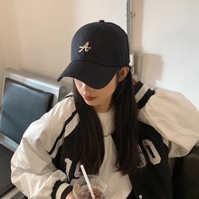 新款韓國ins字母刺綉棒球帽子男女春夏季咖啡色韓版顯臉小鴨舌帽