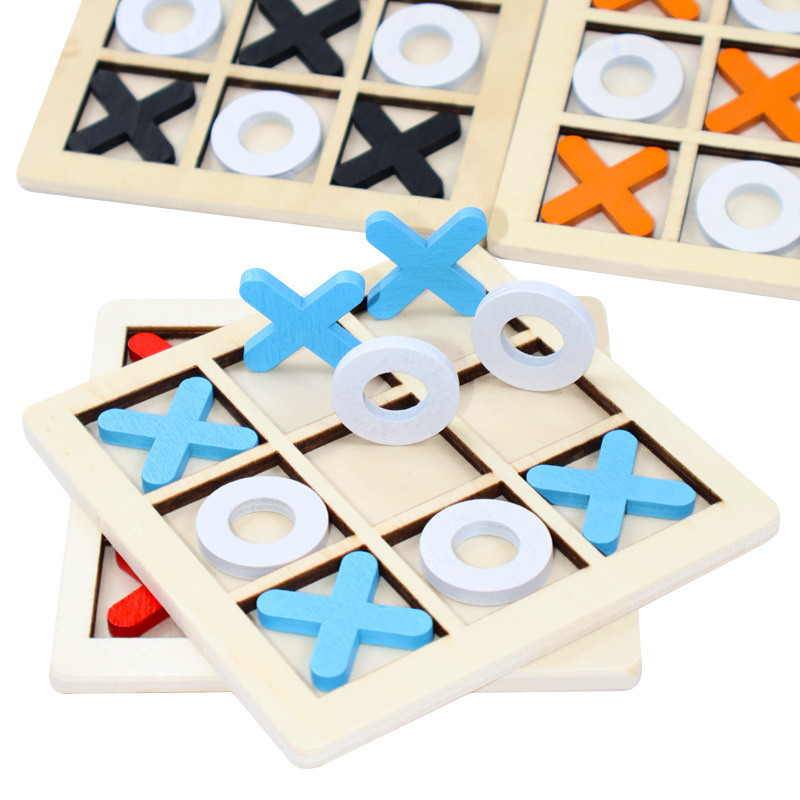 Tac Toe de madera transfronteriza o ajedrez pequeño mini nueve cuadrados pensamiento lógico juguete educativo para niños juego de mesa