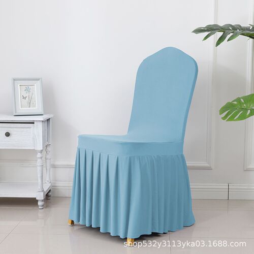 Banquet chair cover with thick elastic pleated skirt dining chair cover for wedding celebration hotel restaurant skirt hem hotel linen