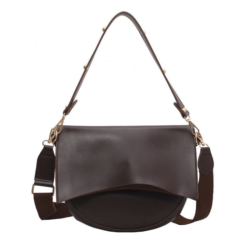 New Hot Sale Retro Minimalist Luxury Niche Design Saddle Bag PU Solid Color Women's Commuter Versatile Crossbody Bag - Thumbnail 6