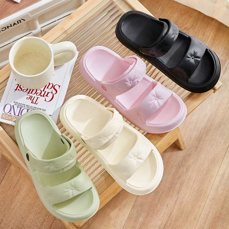 Summer Outer Wear Slippers Women's Shit-feeling Pull Belt Two-wear EVA Cartoon Mute Non-slip New Thick-soled Sandals and Slippers for Men