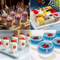 Factory Bulk Distributed Pudding Cup Dessert Stand Disposable Plastic Transparent Square Mini Cup with Lid Mousse Cup