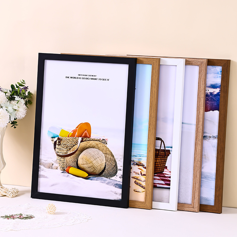 Casual Wooden Photo Frame Table Hanging Wall A3A4 Paper Picture Frame 4-Open Framed Self-Assembled Large Size Oil Painting Puzzle Frame