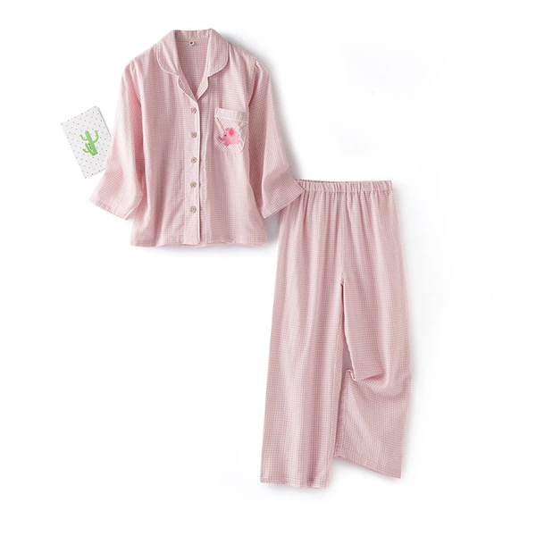 LZ2866 open plaid pink plaid long-sleeved trousers suit