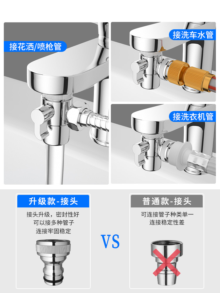 ZZ8N批发水龙头转接头洗脸盆一进二出洗衣机进水管转换分流器一分