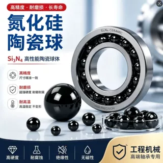 氮化硅陶瓷球高硬度耐腐蚀Si3N4陶瓷球工程机械轴承陶瓷球可定制