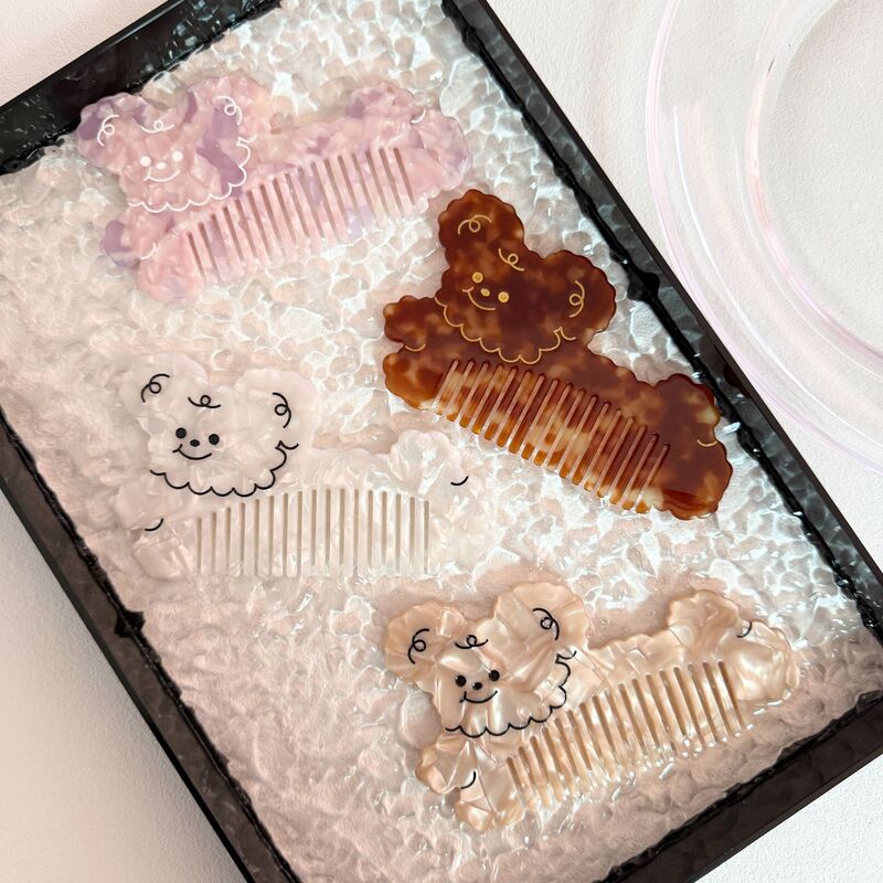 かわいい子犬酢酸コームヨーロッパとアメリカの売れ筋漫画ヘアコーム広歯コーム厚みのあるカラフルな酢酸プレートポータブル|undefined