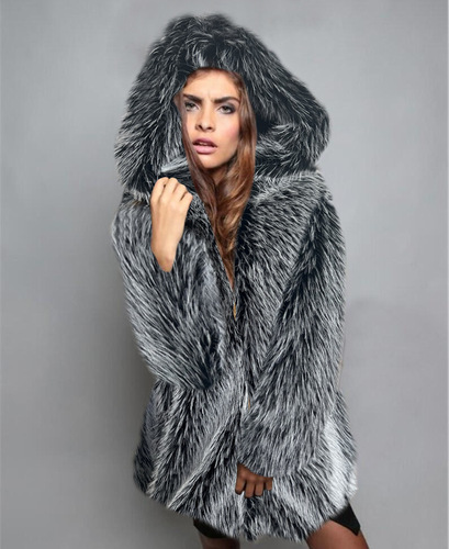 Faux Fur Warm Hoodies Coats for Women Girls Europe and the United States fashion imitation fur coat medium-length fox fur temperament coat