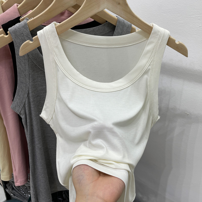 260g High-Elastic Fine Ribbed Cotton Tank Top for Women, Summer 2026 New Style, Inner Wear, Base Layer, Camisole Top, Covers Side Breasts, Prevents Exposure 260g High-Elastic Fine Ribbed Cotton Tank Top for Women, Summer 2026 New Style, Inner Wear, Base Layer, Camisole Top, Covers Side Breasts, Prevents Exposure