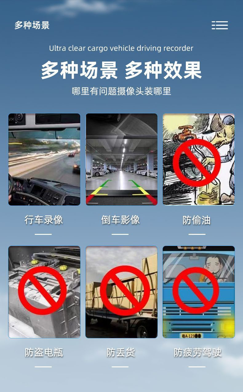 7inch In-Car 4-Channel All-In-One Display Monitor 10inch Truck 4-Channel High-Definition Video Mp5 Truck Recorder
